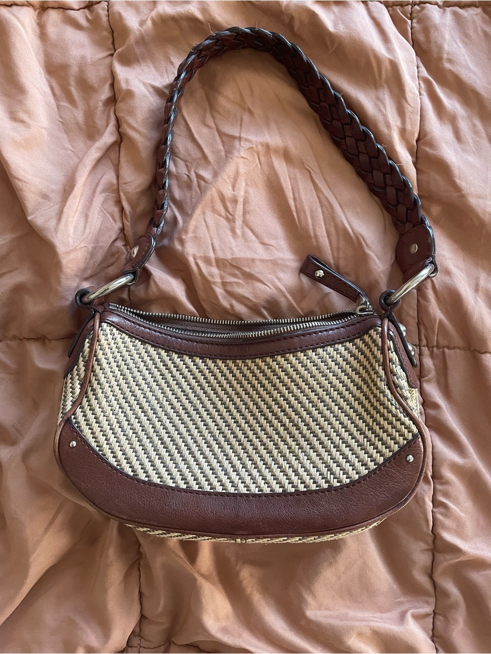 Banana Republic Woven Straw Shoulder Bag in Brown and Cream